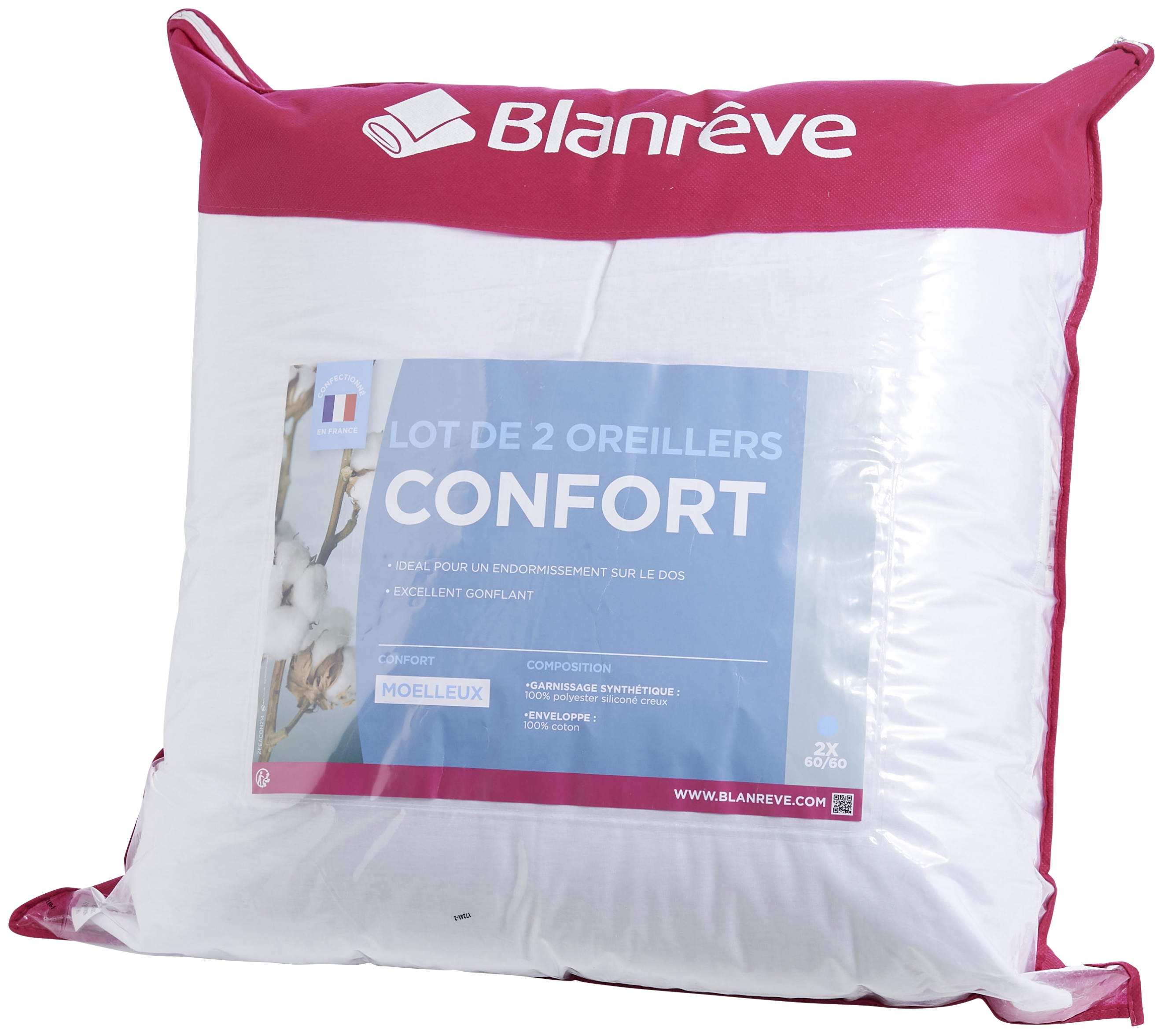 2 oreillers confort Blanrêve