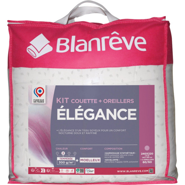 COUETTE TEMPÉRÉE 2 PERSONNES ET 2 OREILLERS MOE...