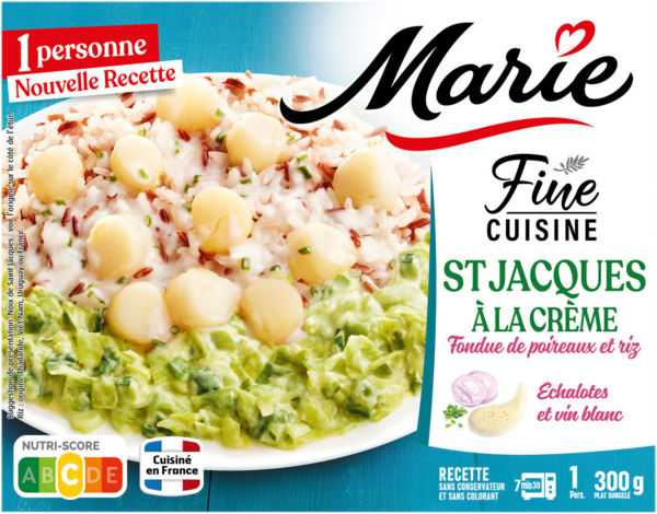 MARIE SAINT-JACQUES À LA CRÈME FONDUE DE POIREAUX SURGELÉES 
 code EAN 3248830000303 