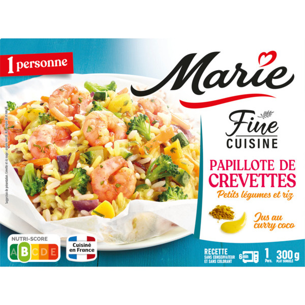 PAPILLOTTE DE CREVETTES PETITS LÉGUMES ET RIZ S...