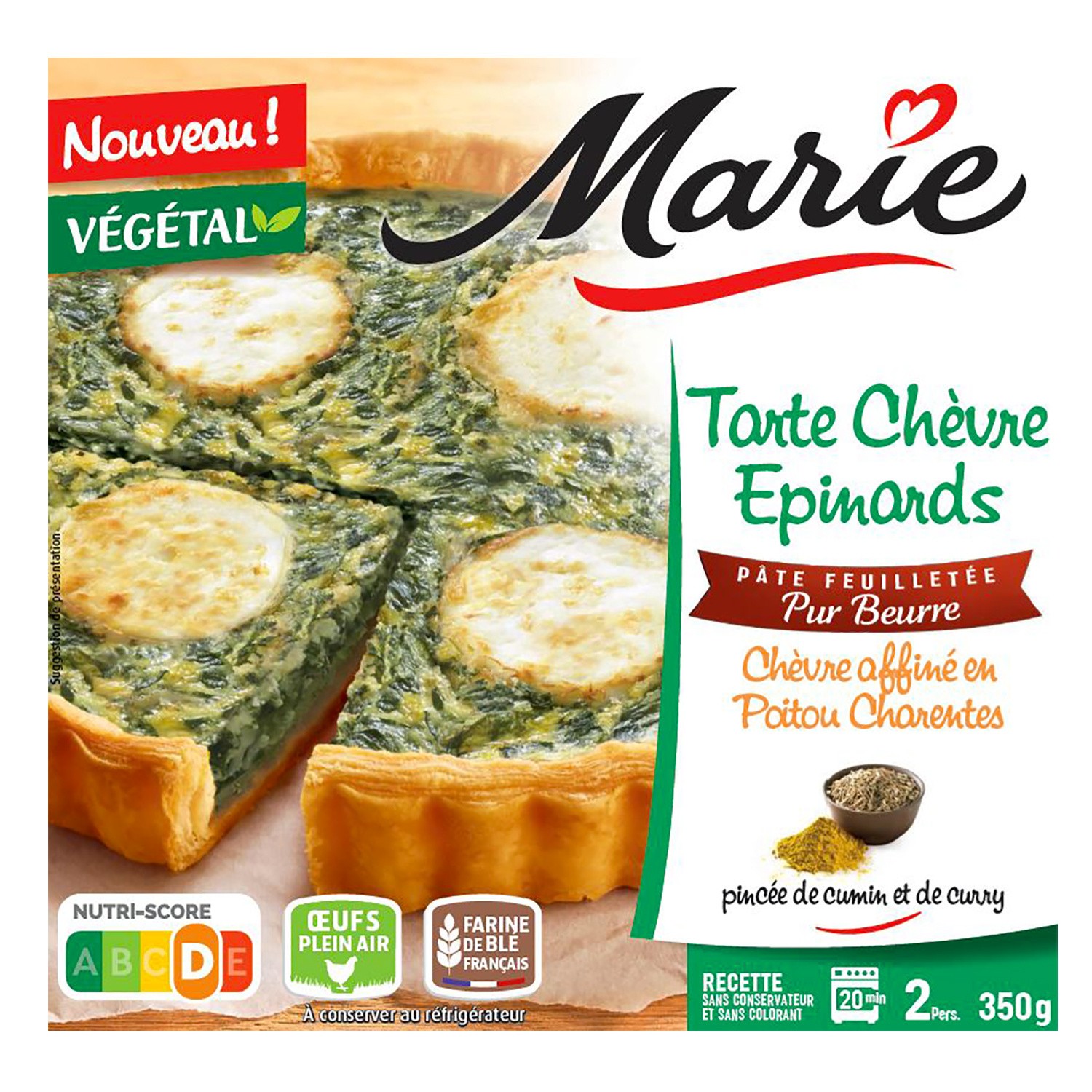Tarte chèvre épinards MARIE