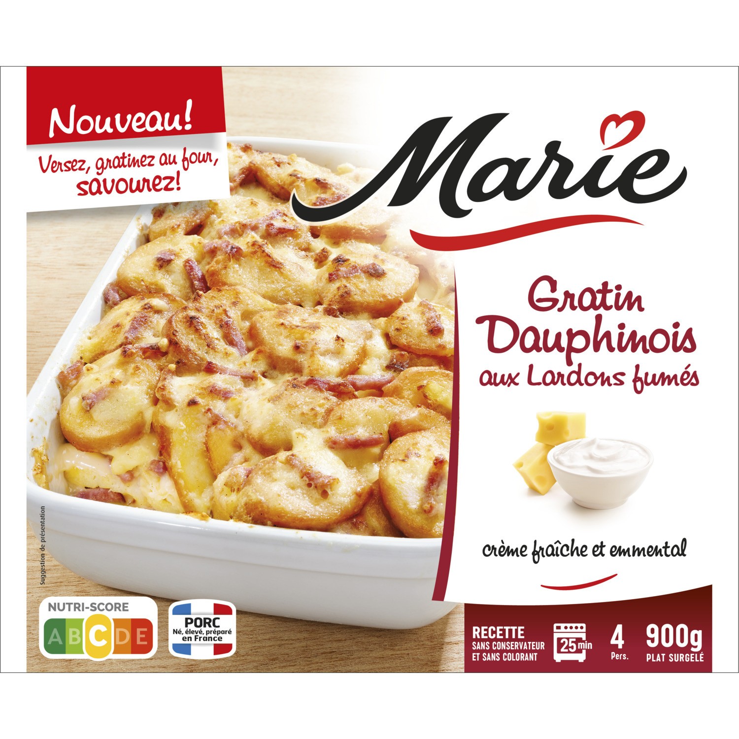 Plat cuisiné gratin Dauphinois aux lardons fumé...