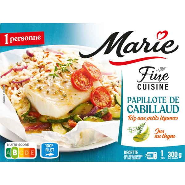  Papillote De Cabillaud Et Riz Aux Petits Légumes Surgelée Marie code EAN 3248830002208 