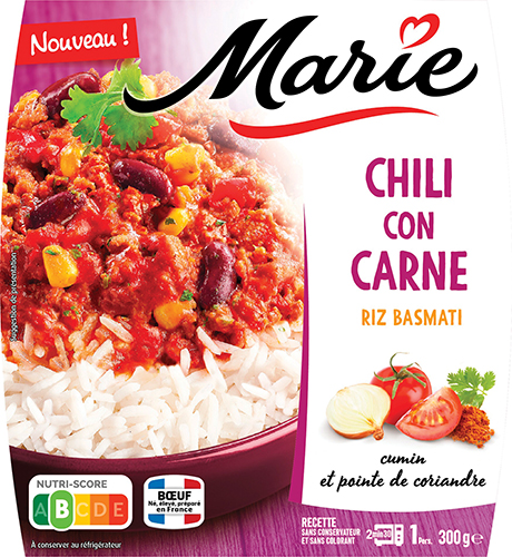 CHILI CON CARNE
RIZ BASMATI CUMIN 
ET POINTE DE CORIANDRE 3248830002253 MARIE