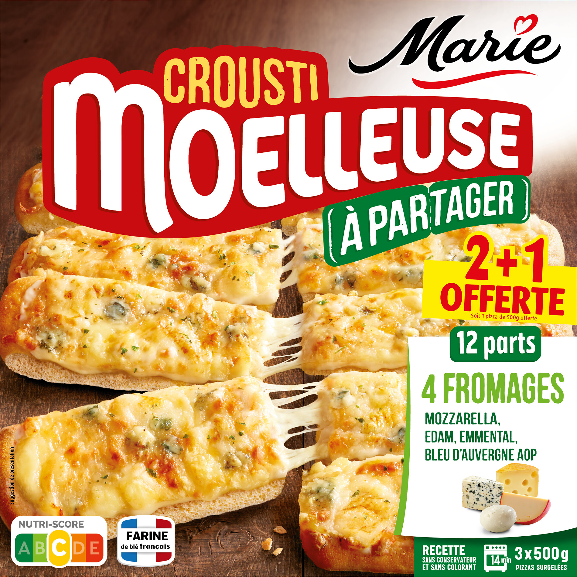 MARIE PIZZA CROUSTI MOELLEUSE SURGELÉE À PARTAGER code EAN 3248830002369 