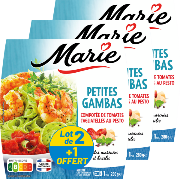 MARIE Petites Gambas Compotée De Tomates Tagliatelles Au Pesto Marie code EAN 3248830002901 