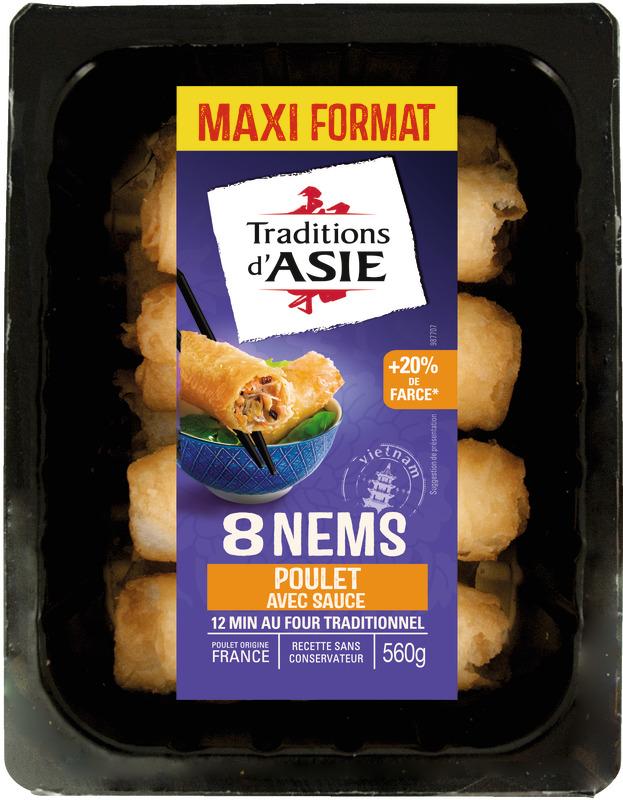 8 NEMS AU POULET tradition d'asie