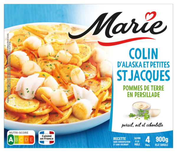 MARIE COLIN D'ALASKA ET PETITES SAINT JACQUES POMMES DE TERRE EN PERSILLADE 
 code EAN 3248830720201 