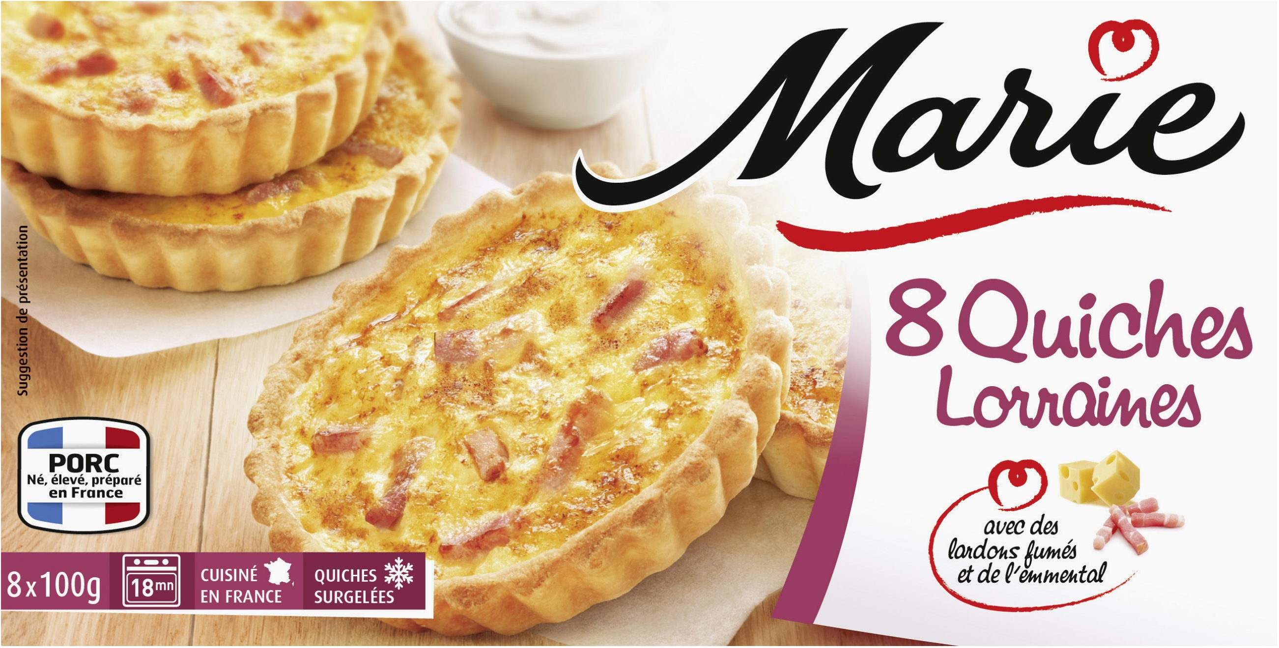 Quiches lorraine surgelées Marie