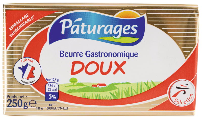 PATURAGES BEURRE GASTRONOMIQUE  DOUX PATURAGES code EAN 3250390010180 