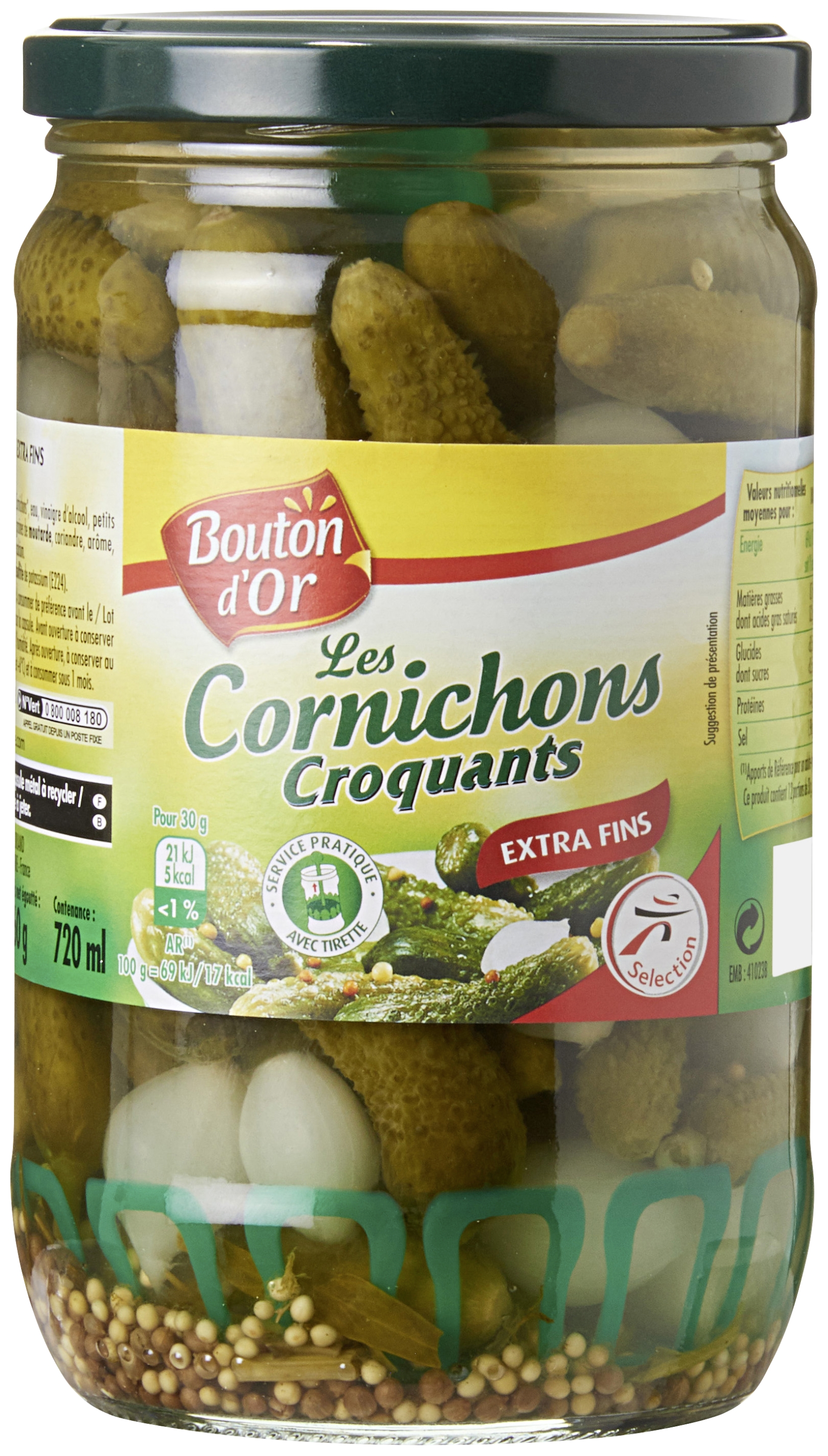Cornichons croquants extra fins Bouton d'Or