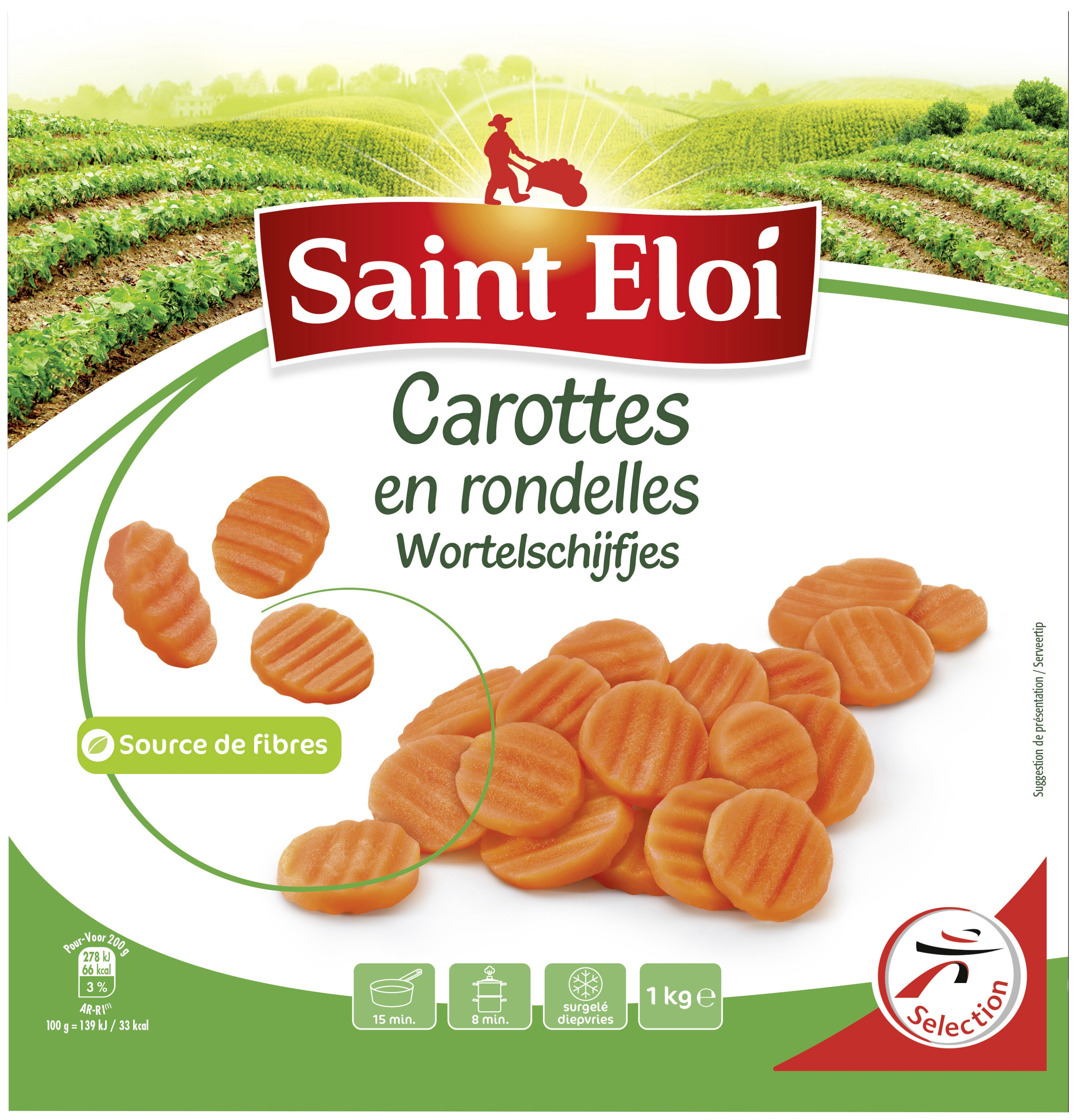 Carottes en rondelles surgelées Saint Eloi