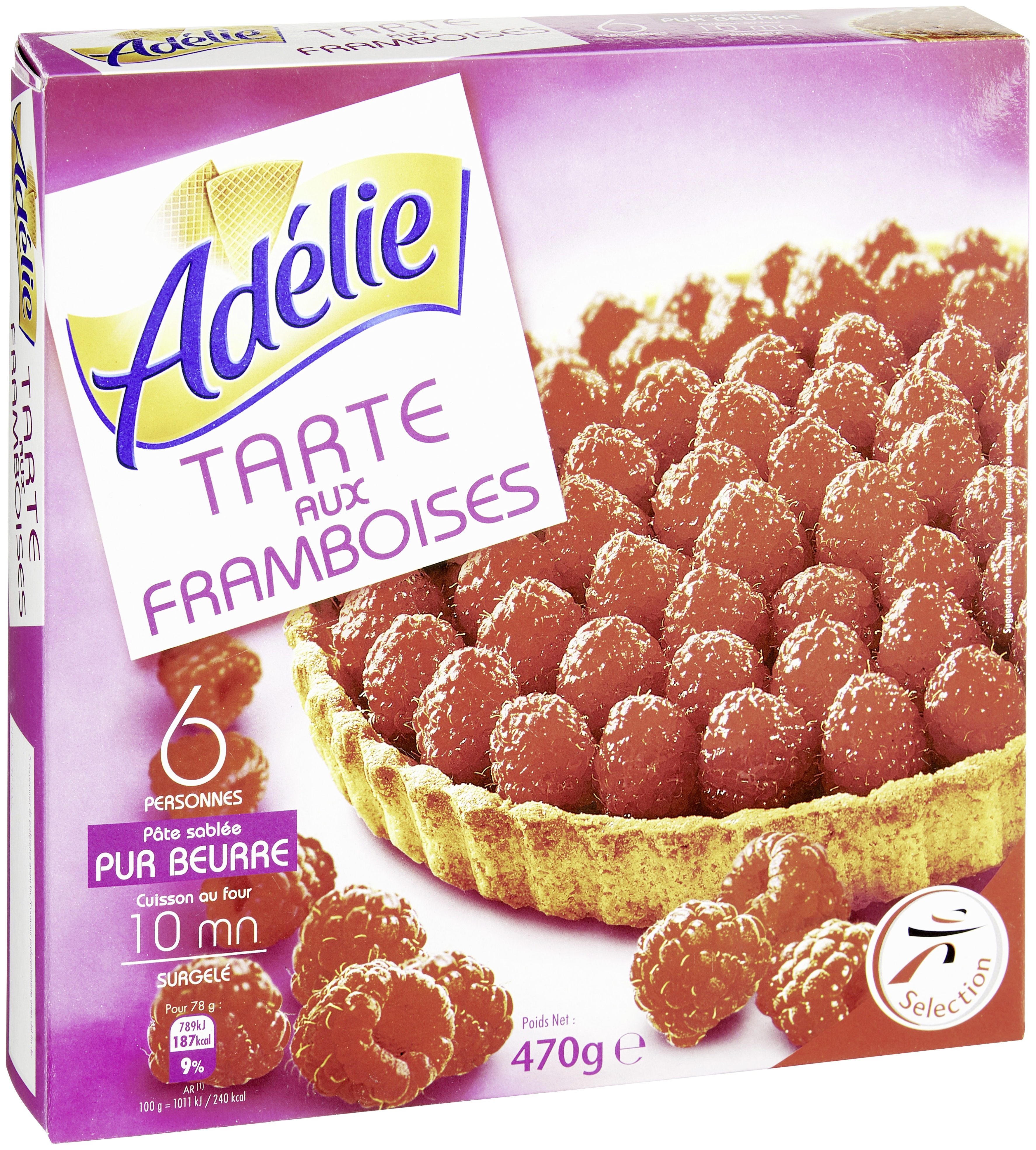 Tarte aux framboises surgelée Adélie