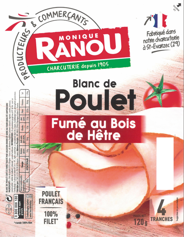 BLANC DE POULET CUIT FUMÉ monique ranou