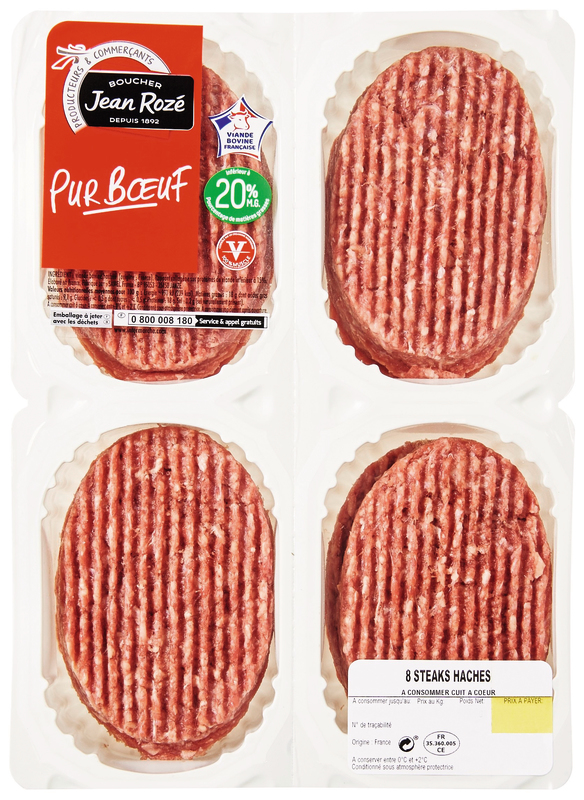 VIANDE BOVINE : 8 STEAKS HACHÉS 20% MAT.GR Jean...
