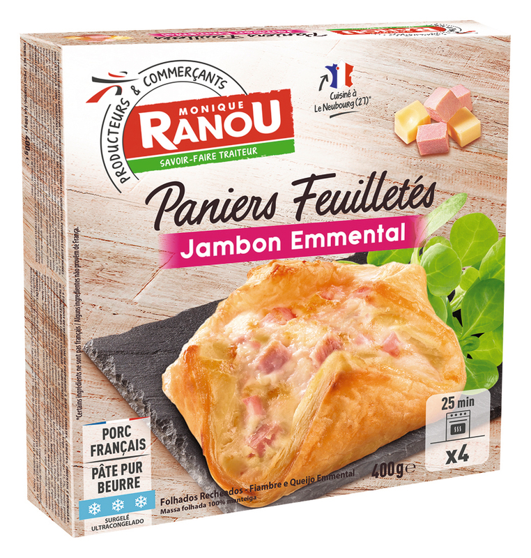 4 PANIERS FEUILLETÉS JAMBON EMMENTAL SURGELÉS M...
