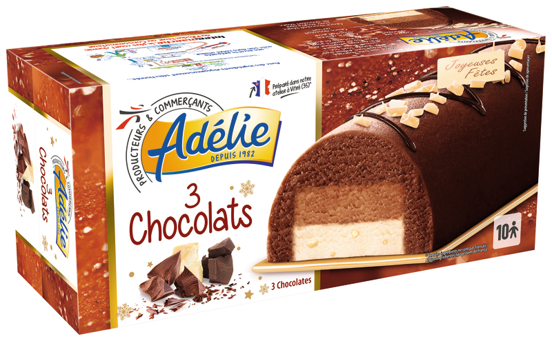 BÛCHE 3 CHOCOLATS SURGELÉE ADELIE