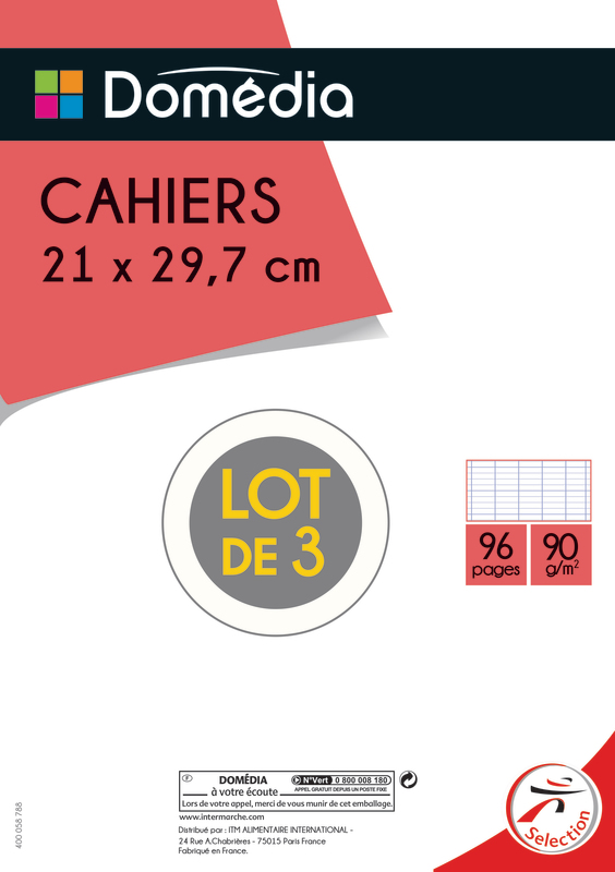 3 CAHIERS A4 DOMEDIA