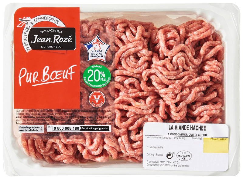 VIANDE BOVINE : HACHE VRAC 20% MAT. GR JEAN ROZE