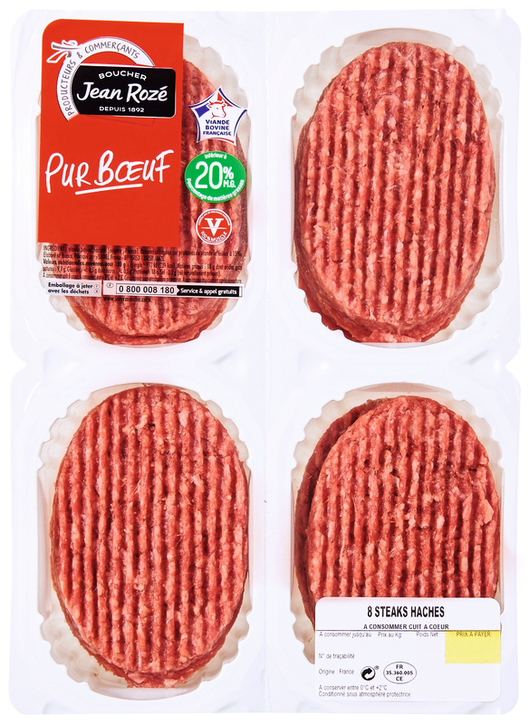 VIANDE BOVINE : 8 STEAKS HACHÉS 20% MAT.GR Jean...