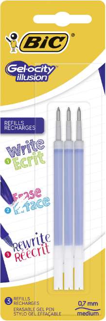 Bic 3 RECHARGES POUR ROLLER “GEL-OCITY ILLUSION” Bic code EAN 3250390803751 