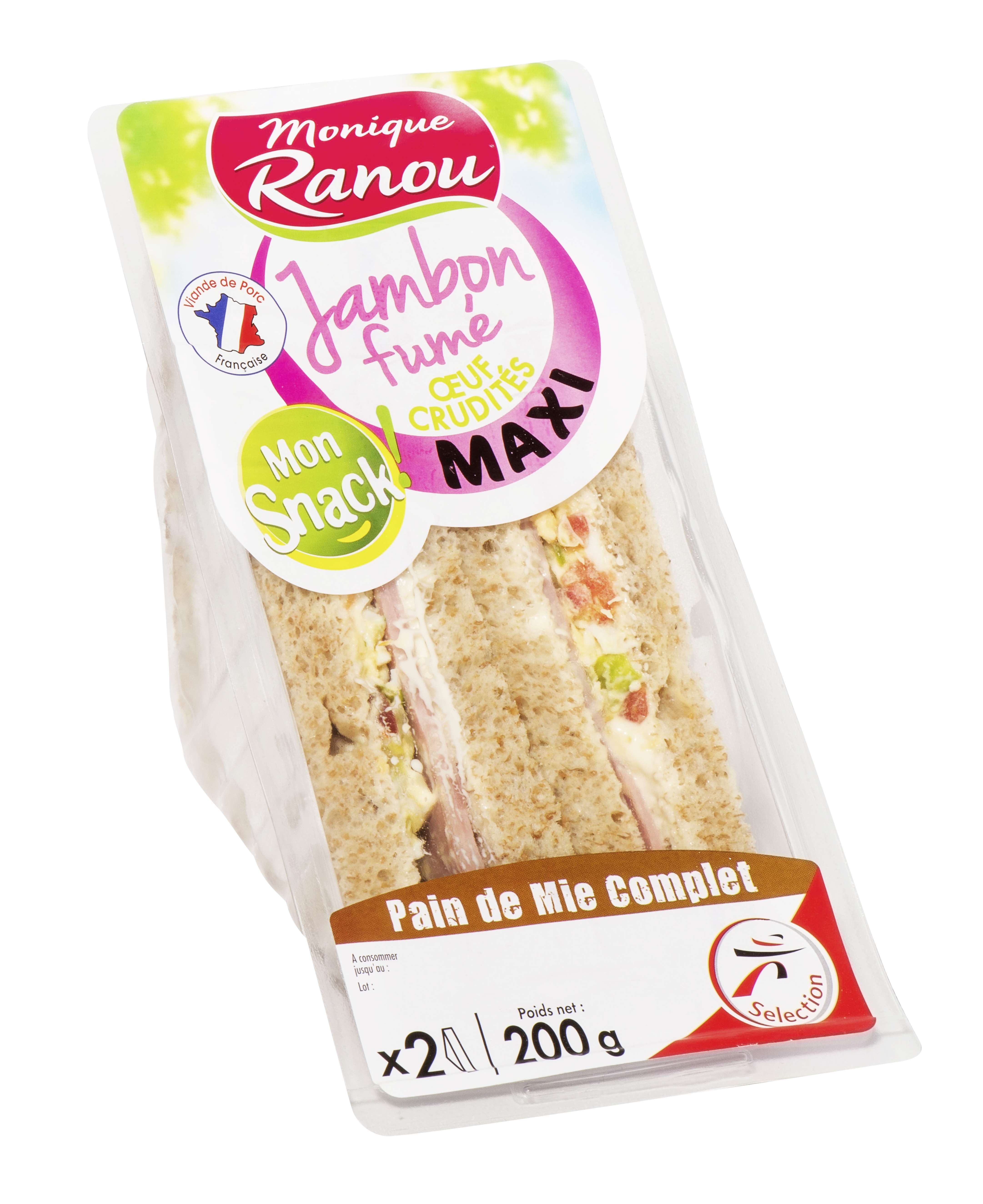 Sandwich jambon fumé Monique Ranou