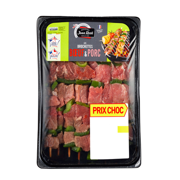 JEAN ROZÉ 4 BROCHETTES DE BŒUF ET 4 BROCHETTES DE PORC 
 code EAN 3250390912583 