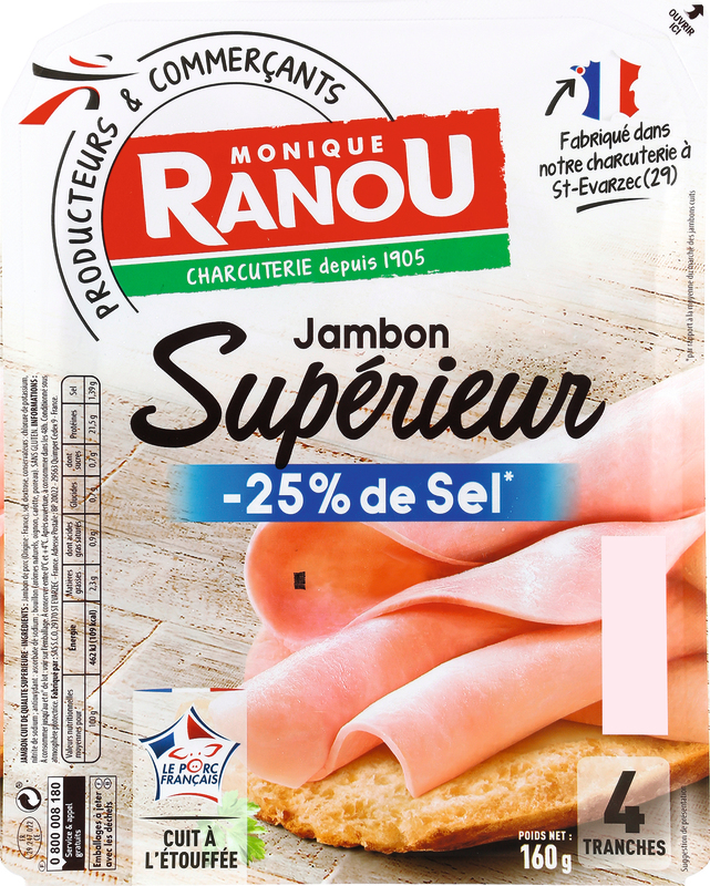 JAMBON SUPÉRIEUR -25% DE SEL monique ranou