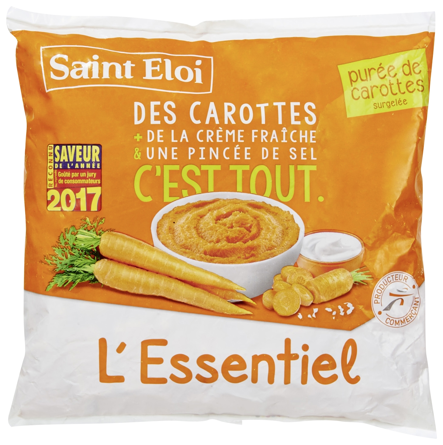 L'Essentiel Purée de carottes surgelée L'Essentiel code EAN 3250391010486 