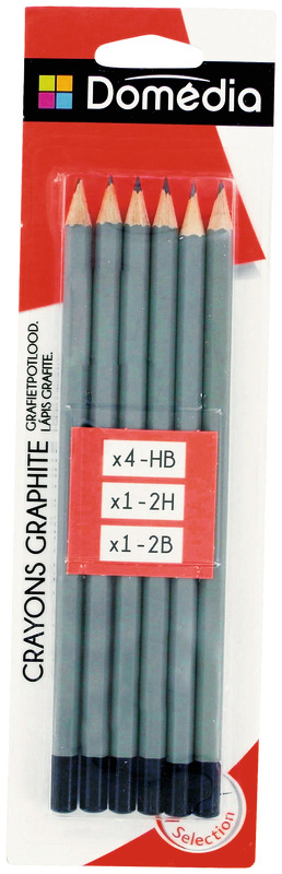 LOT DE 6 CRAYONS GRAPHITES DOMEDIA