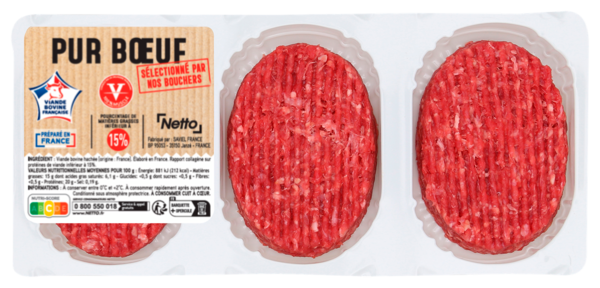 VIANDE BOVINE : 6 STEAKS HACHÉS 15% MG 
