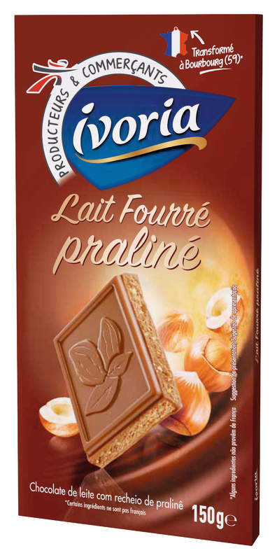 TABLETTE DE CHOCOLAT LAIT PRALINÉ IVORIA