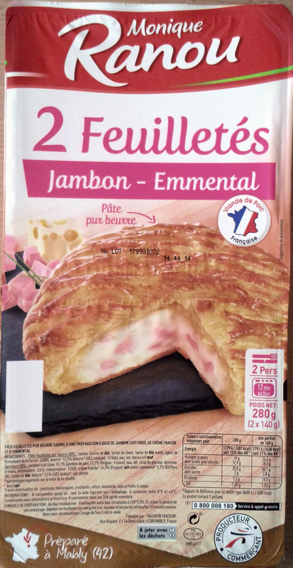 2 FEUILLETÉS  JAMBON ET EMMENTAL monique ranou