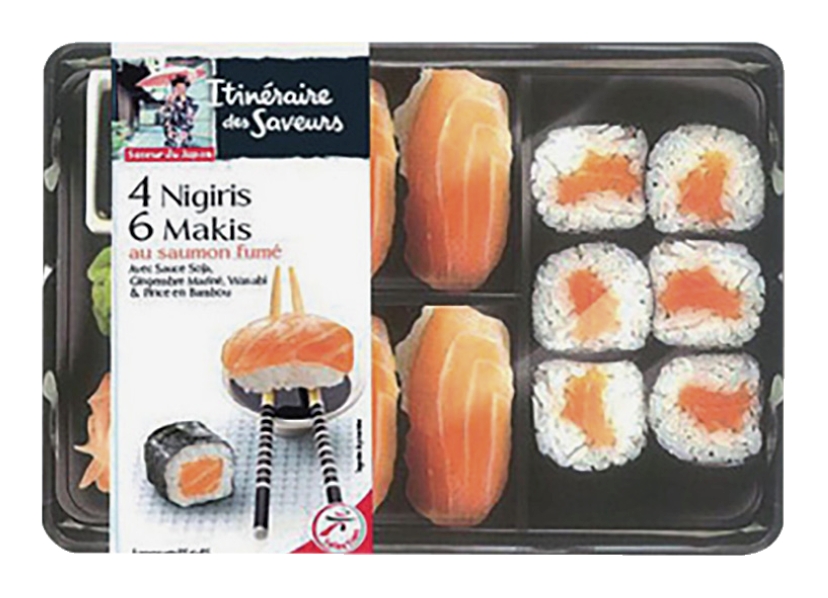 Assortiment 4 nigiris et 6 makis Itinéraire des...