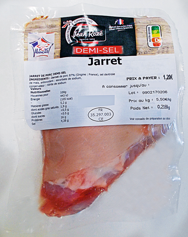 JARRET 1/2 SEL 800G ENVIRON Jean Rozé