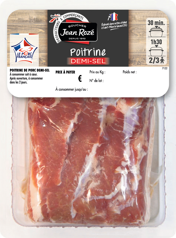 POITRINE 1/2 SEL SANS OS 500 GR ENVIRON Jean Rozé