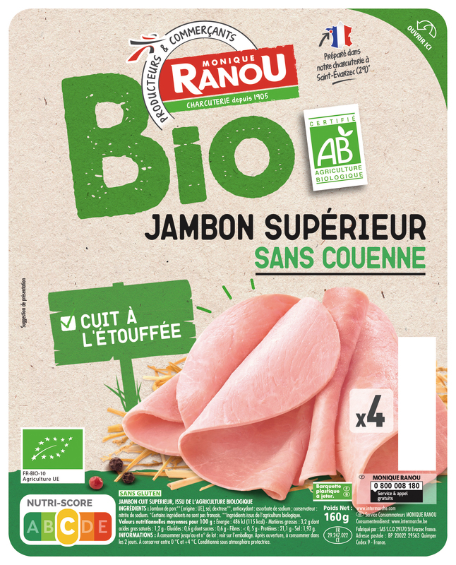 JAMBON SUPÉRIEUR SANS COUENNE BIO monique ranou