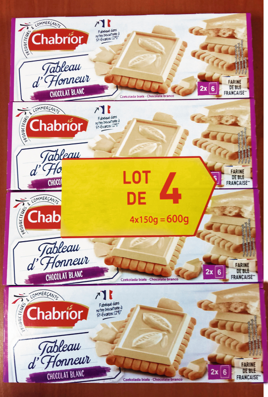 TABLEAU D'HONNEUR X4 CHOCOLAT BLANC CHABRIOR