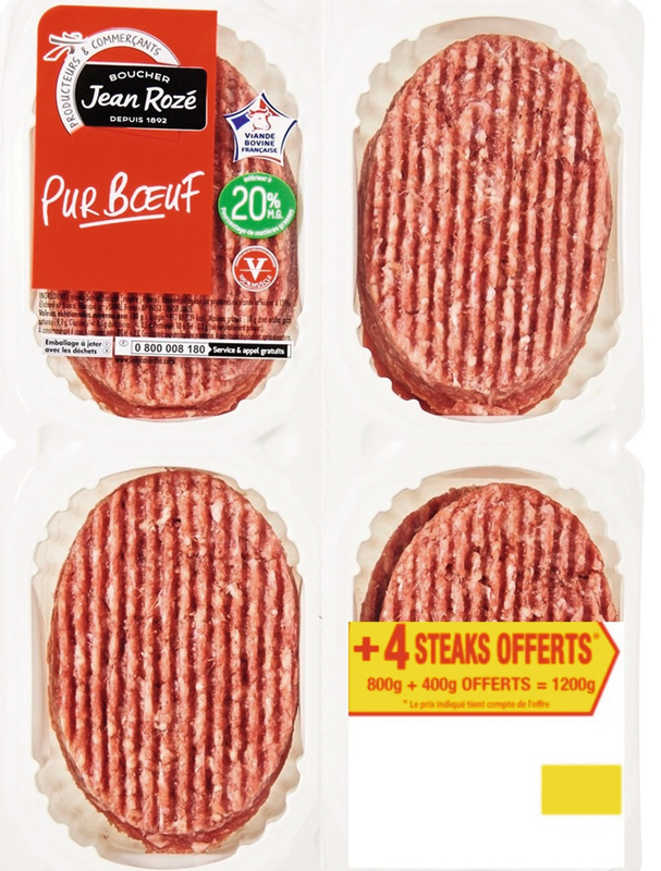 VIANDE BOVINE : 12 STEAKS HACHÉS 20% MAT.GR Jea...