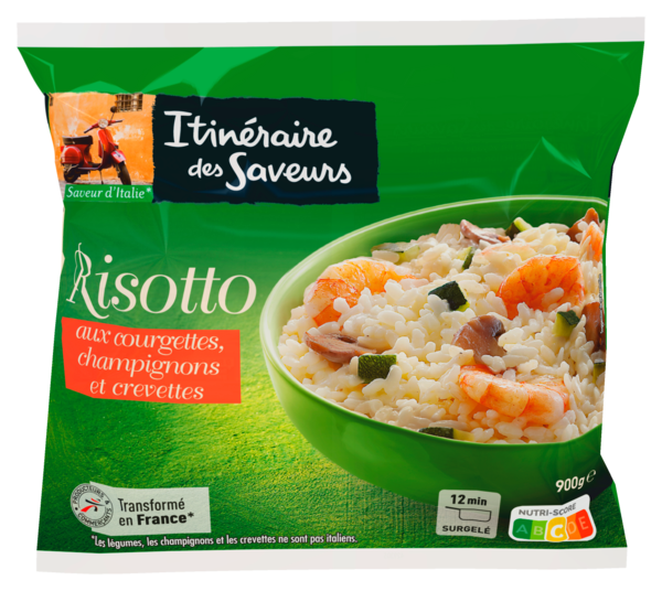 RISOTTO AUX COURGETTES, CHAMPIGNONS ET CREVETTE...