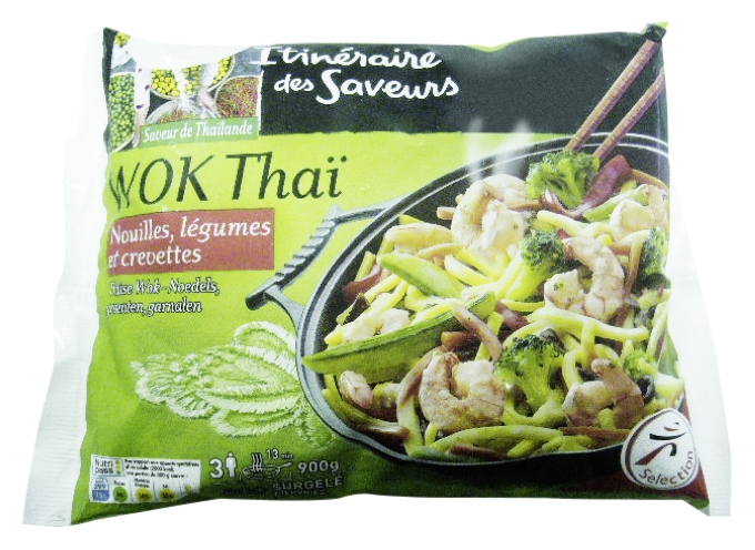 Wok thaï nouilles, légumes et crevettes surgelé...
