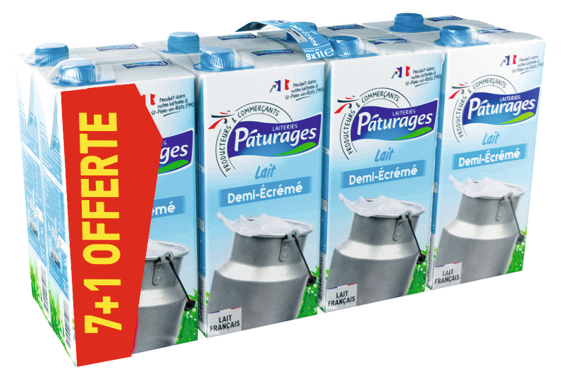 LAIT DEMI ÉCRÉMÉ BRIQUE UHT Pâturages