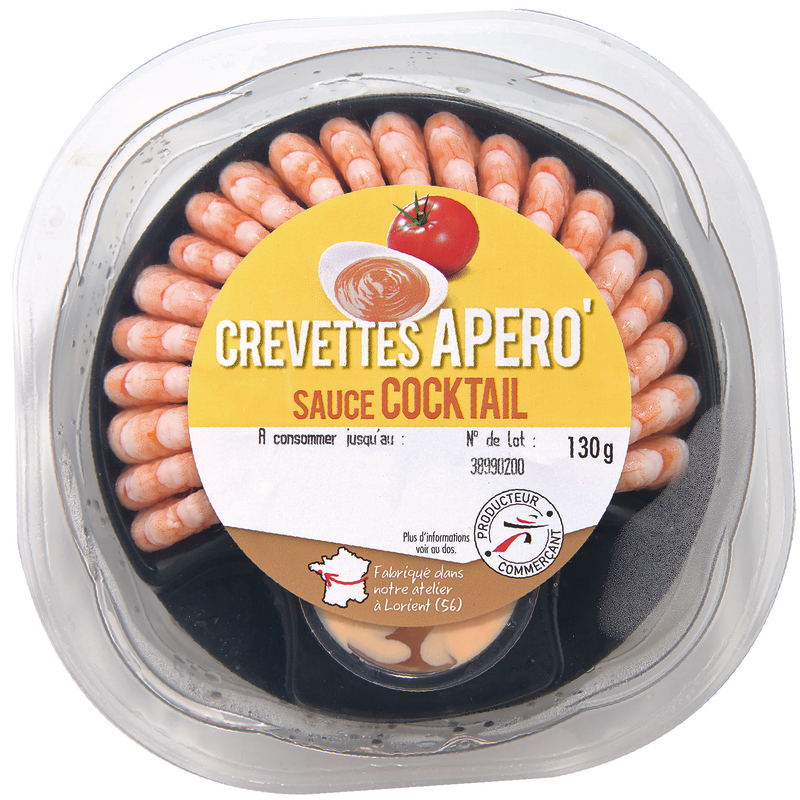 QUEUES DE CREVETTES CUITES SAUCE COCKTAIL OU SAUCE FINES HERBES OU SAUCE AÏOLI  3250391774173 