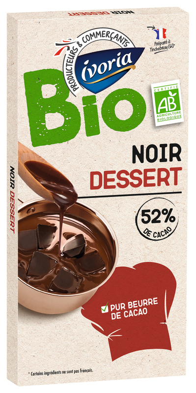 CHOCOLAT PÂTISSIER  NOIR ivoria bio