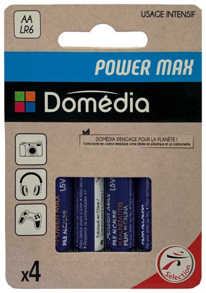 DOMEDIA PILES ALCALINES X4 LR6 / AA POWER MAX
 code EAN 3250391799008 