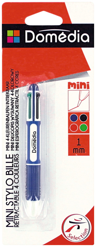 MINI STYLO BILLE 4 COULEURS RÉTRACTABLE DOMEDIA