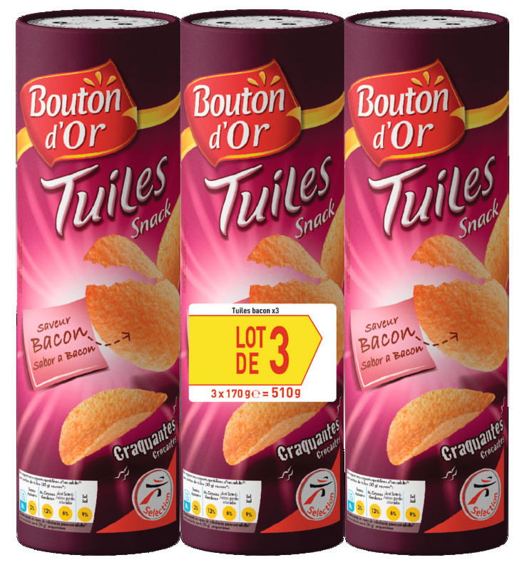 TUILES SAVEUR BACON bouton d'or