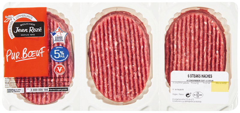 VIANDE BOVINE : 6 STEAKS HACHES 5% MAT jean rozé