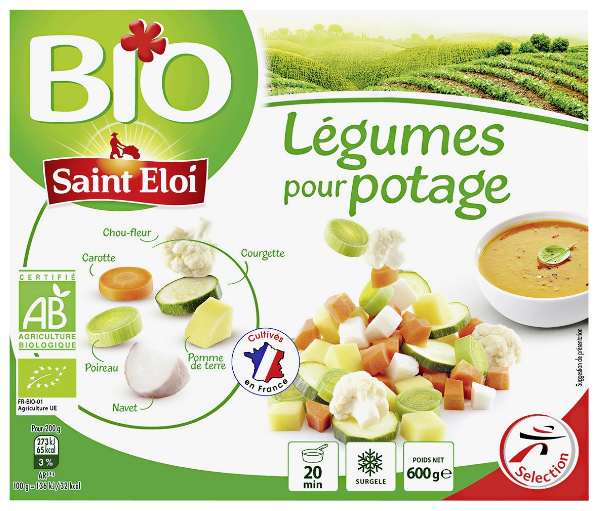 Légumes pour potage surgelés Bio Saint Eloi