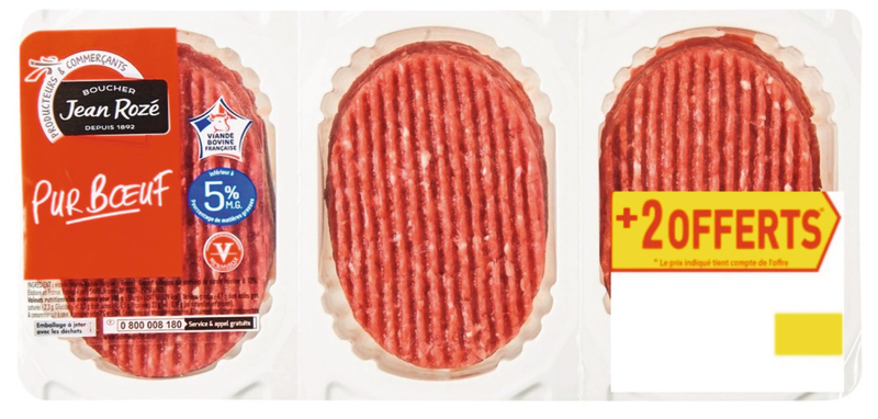 VIANDE BOVINE : 6 STEAKS HACHES 5% MAT.GR Jean ...